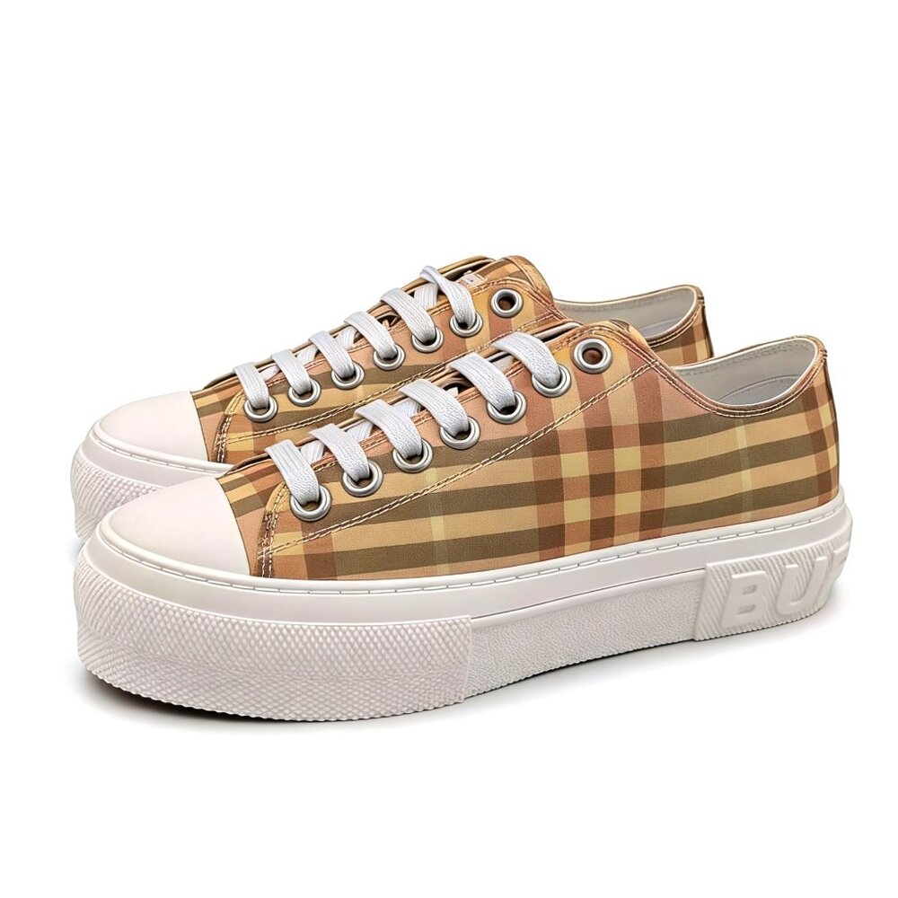 Burberry Women's Jack Check Low-Top Platform Sneakers Teacup IP Check EU36 81075